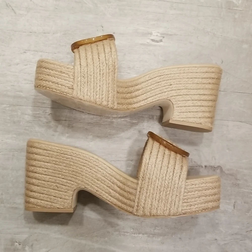 💕CULT GAIA💕 Cleia Jute Platform Sandals ~ Natural EU 41 Braided Raffia NWT